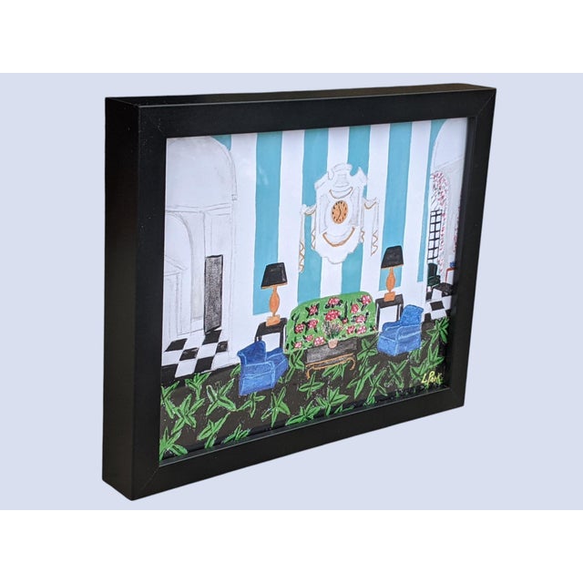 American Original Fauvist Greenbrier Resort Hotel "Lobby Lounge" Dorothy Draper Interior Art For Sale - Image 3 of 14