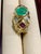 Gemstone Oval Emerald , Pink Tourmaline Diamond Ring 18 Karat Yellow Gold, Size 6.5 For Sale - Image 7 of 18