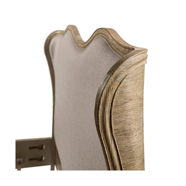 Wood French Provincial Upholstered Oak Bed - Queen For Sale - Image 7 of 11