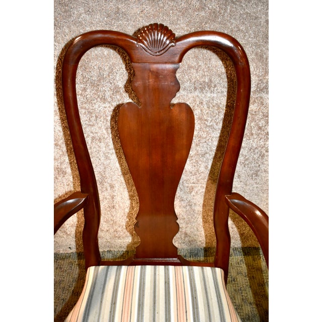 1980s Ethan Allen Queen Anne Style Mahogany Dining Chairs Set of 6