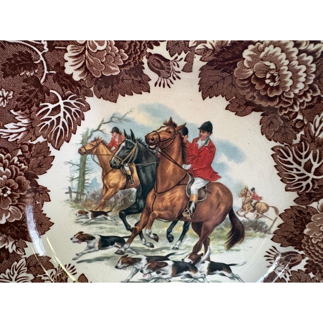 Period 1930s Wood & Sons Alpine Ironstone Fox Hunt Themed Plate For Sale - Image 9 of 10