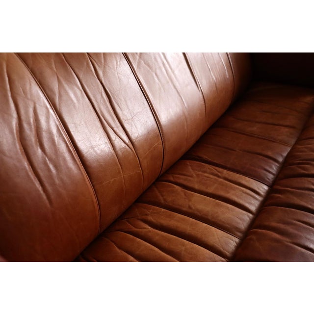 Mid-Century Cognac Leather and Wood Sofa from Pacific Green, Australia, 1970s For Sale - Image 6 of 18