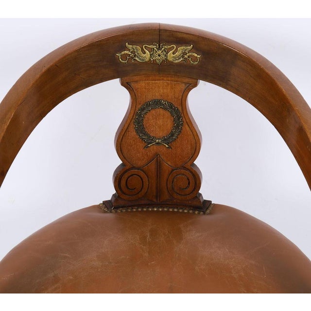 Antique French Empire Revival Mahogany and Ormolu Mounted Armchair, 19th Century For Sale - Image 4 of 13