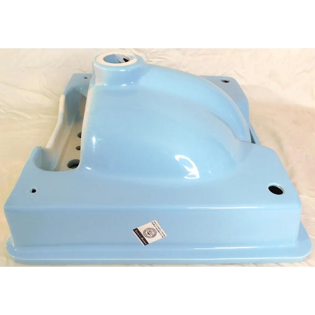 1965 Vintage Unused "Standard" Regency Blue Vitreous China Rectangle Drop-in Sink For Sale - Image 15 of 15