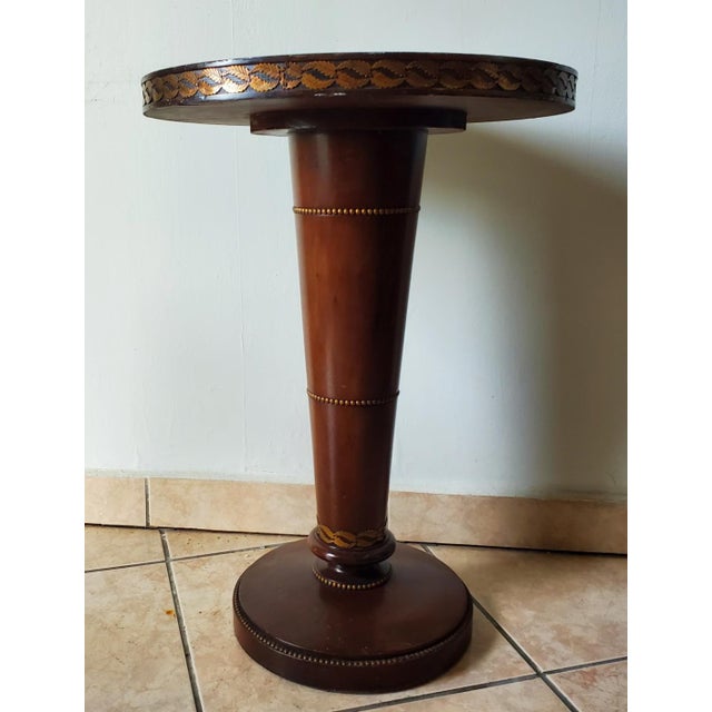 Mid 20th Century Vintage Wood Accent Table, Leaf & Bead Motif For Sale - Image 12 of 12