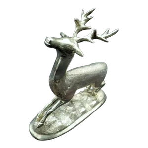 1980s Sterling Silver Peruvian 5 Point Buck Deer Stag Reindeer Miniature Figurine .900 Silver