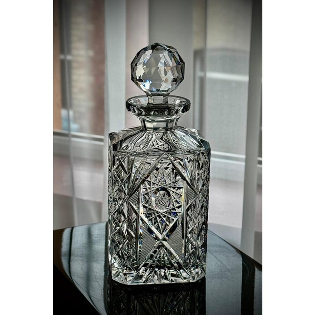 Vintage Cut Crystal Decanter with Geometric Pattern, 1960s For Sale - Image 4 of 17