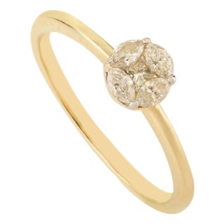 14k Solid Gold Modern Cluster Diamond Engagement Ring for Her Size 5 For Sale