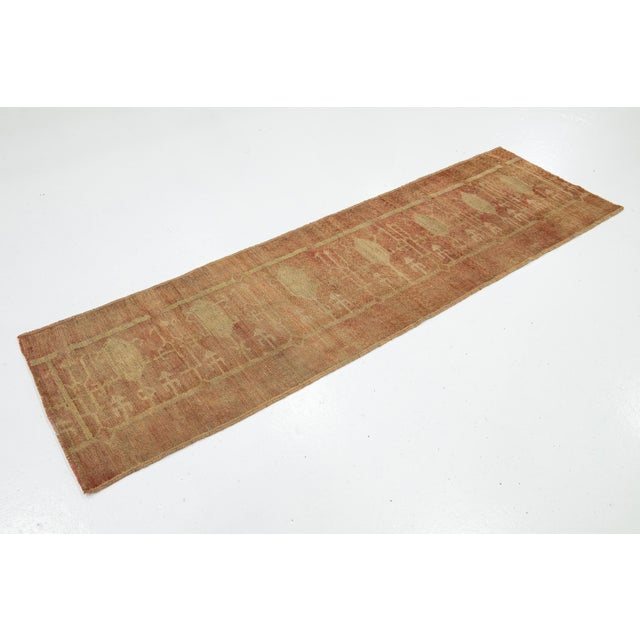 Turkish 2 X 8 Handcrafted Vintage Turkish Anatolian Terracotta Wool Runner For Sale - Image 3 of 8