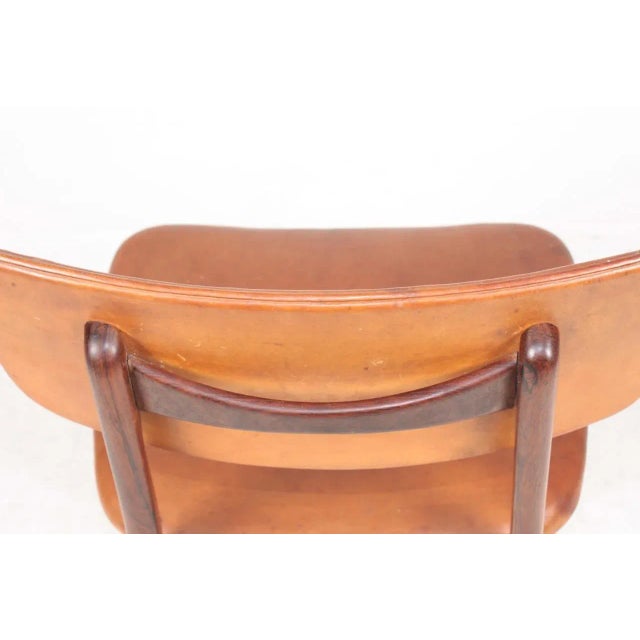 1960s Mid-Century Side Chair in Rosewood and Patinated Leather by Gustav Bertelsen For Sale - Image 5 of 9