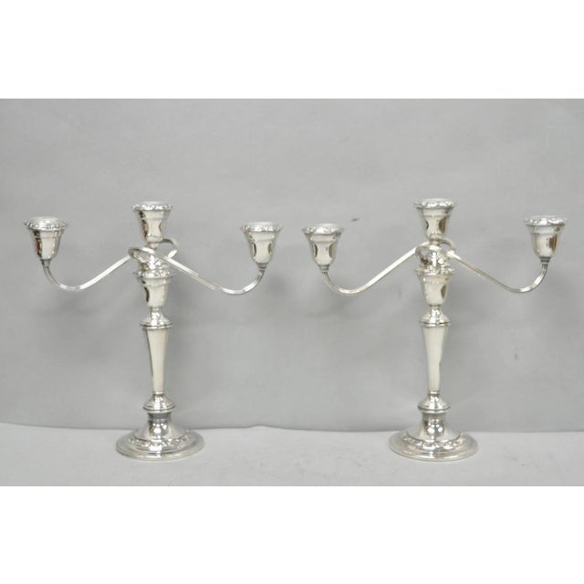 Vintage Gorham Yc3021 Silver Plated 3 Arm Convertible Candelabra - A Pair For Sale - Image 15 of 15