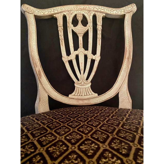 Vintage Hepplewhite Style Intricate Shield Back Set of Six Chairs Mint Condition For Sale - Image 14 of 18
