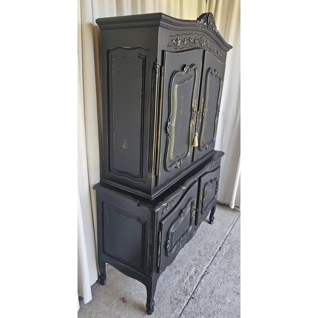 1920s Wardrobe Cabinet, Armoire, Black Distressed Style, French , Farm House Style For Sale - Image 11 of 17