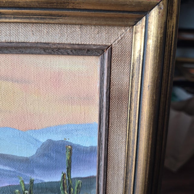 VTG Desert Framed Landscape Painting Signed Original Saguero Cacti 10 X 14 Horse For Sale - Image 16 of 16