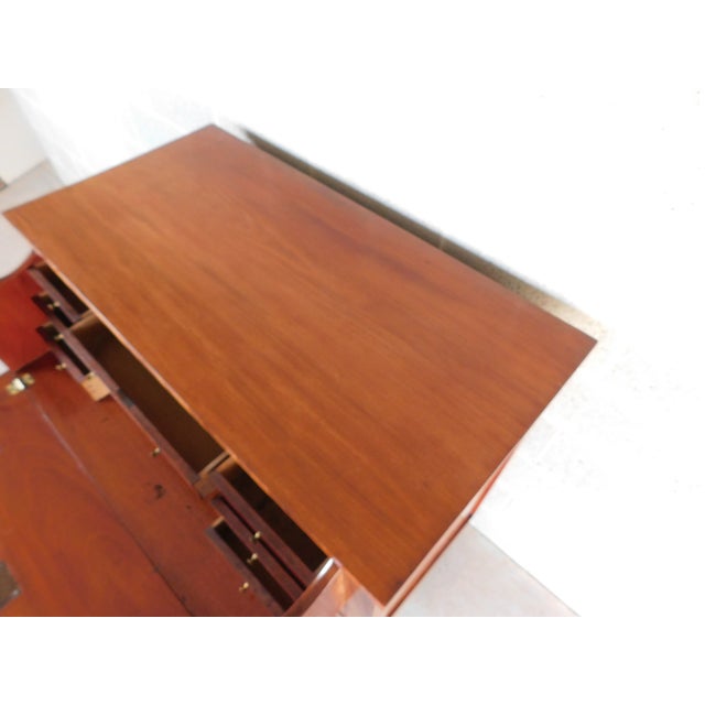 Wood Antique Walnut 19th Century Gentleman's Chest Drop Front Desk For Sale - Image 7 of 15
