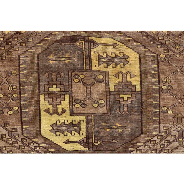 Large Turkomen Ersari Rug With All-Over Bokhara Design in Brown, Coffee & Yellow 11'3 X 14'11 For Sale In Atlanta - Image 6 of 17