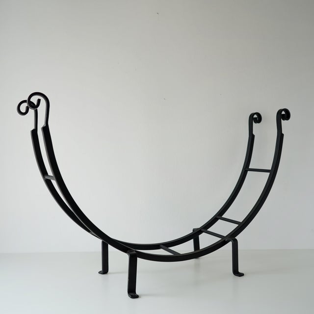 Mid to Late 20th Century Forged Wrought Iron Log Holder For Sale - Image 4 of 9
