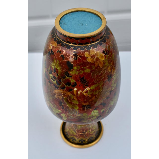 Vtg. Vintage Chinese Cloisonne Enamel Vase For Sale - Image 12 of 13