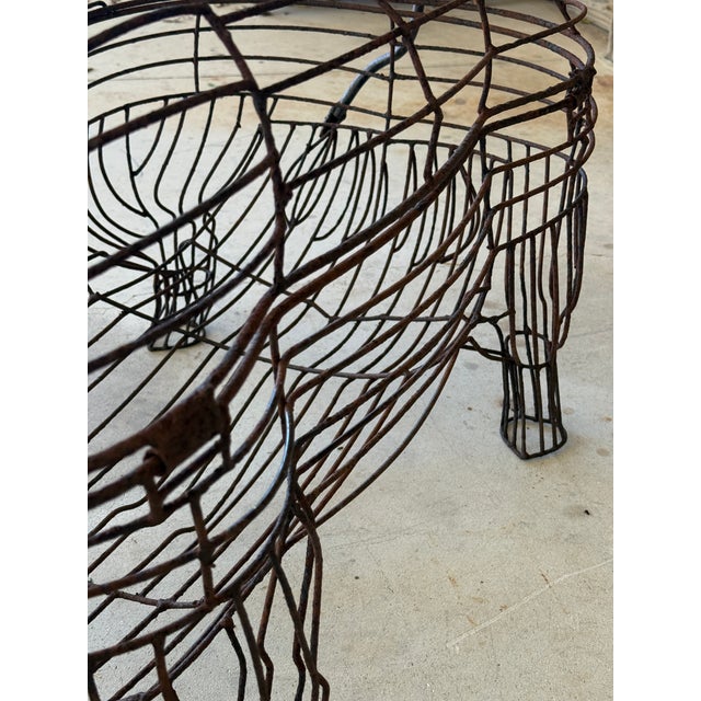 Monumental Vintage Folk Art Wire Hog Rustic Garden Sculpture For Sale - Image 9 of 12