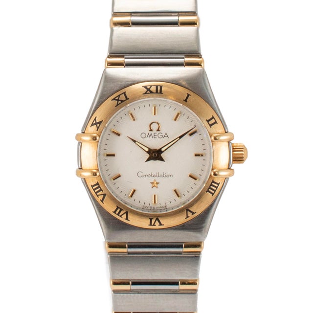 Brand: Omega Gender: Ladies Metal Type: Stainless Steel & 18K Yellow Gold Length: 5.75 inches Diameter: 22.50 mm Weight:...