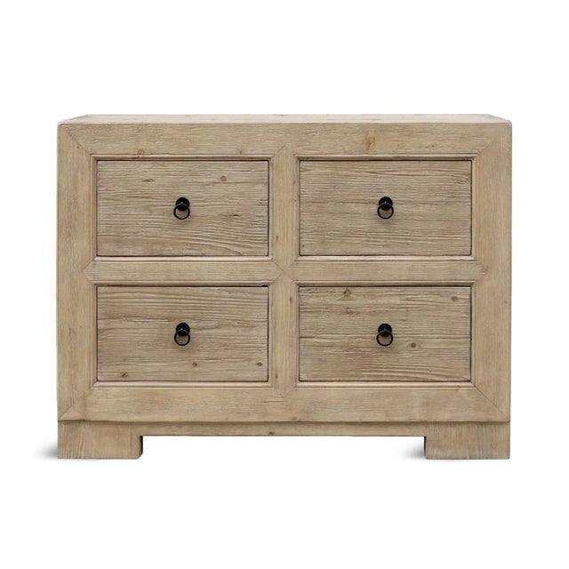 Tan Coastal Farmhouse Weathered Four Drawer Dresser For Sale - Image 8 of 11