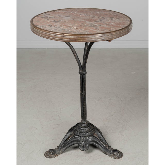 19th Century 19th Century French Cast Iron Marble Top Bistro Table For Sale - Image 5 of 11