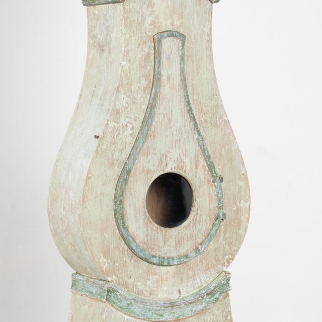 Wood 19th Century Swedish Green Mora Grandfather Clock For Sale - Image 7 of 11