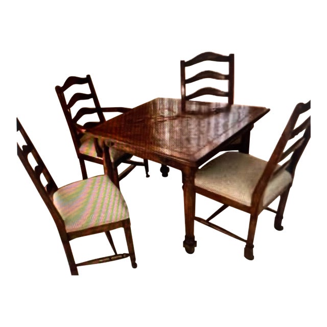 Guy Chaddock English Parquet Dining Table With 6 Chairs For Sale