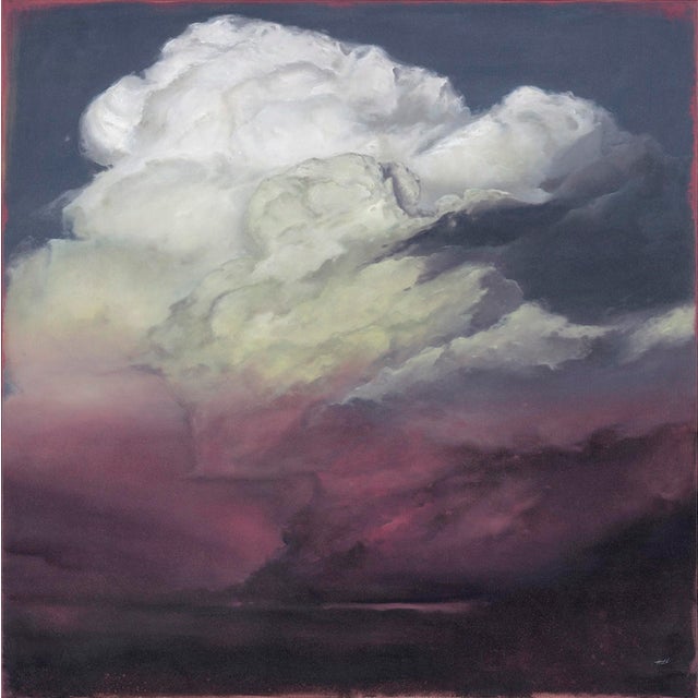Nocturnal Glow by Adam Hall | Pastel Painting of a large cloud against a dark sky For Sale