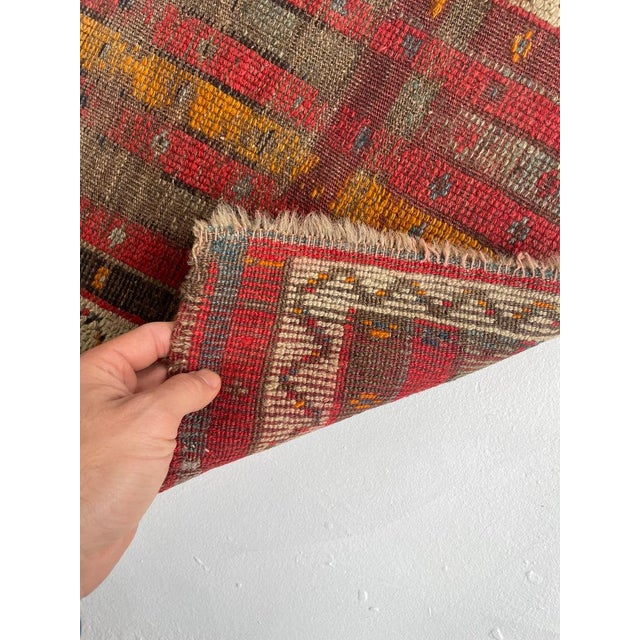 Pure Wool Striped Caucasian Antique Rug Mat 1.9 x 2.9 For Sale In Milwaukee - Image 6 of 8