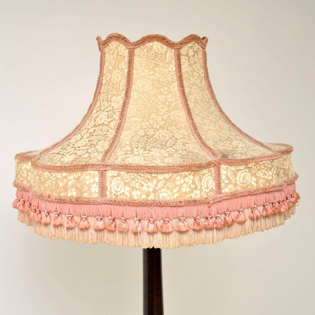 Antique Victorian Floor Lamp in Carved Mahogany, 1890 For Sale - Image 3 of 13