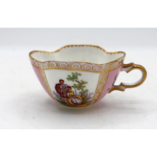 Circa 1888-1916 Richard Klemm, Dresden Quatrefoil Demitasse Cup & Saucer For Sale - Image 9 of 10