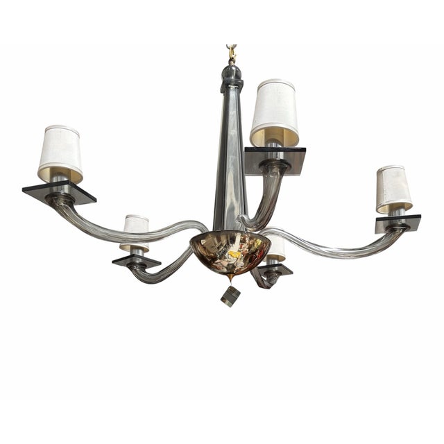 1990s Donghia Stellare Smoked Murano Glass 5 Arm Chandelier For Sale - Image 5 of 6