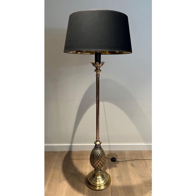 This beautiful decorative pineapple-shaped floor lamp is made entirely of brass. It is a French work in the style of...