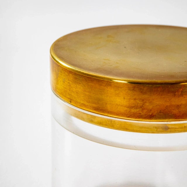 Brass & Acrylic Jar by Gabriella Crespi for Chavella Crespima, 1970s For Sale - Image 4 of 7
