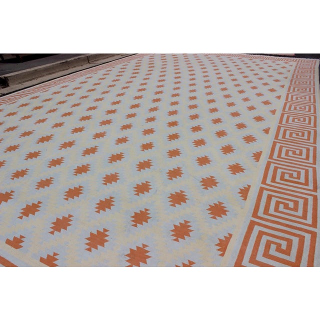 Mid 20th Century Vintage Indian Cotton Dhurrie Large Designer Rug 12'11 X 121'3 For Sale In Atlanta - Image 6 of 8