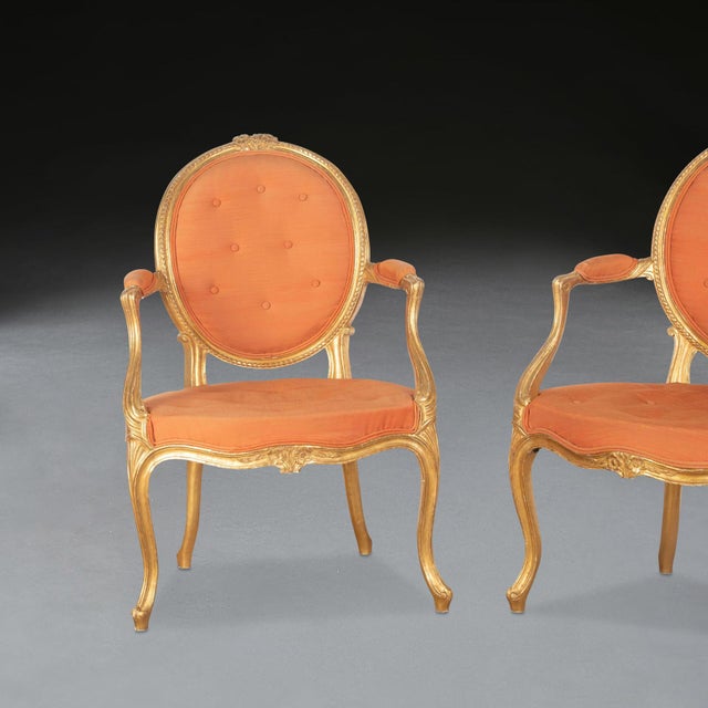 Set of Geo III Giltwood Open Armchairs, 1770 For Sale - Image 9 of 16