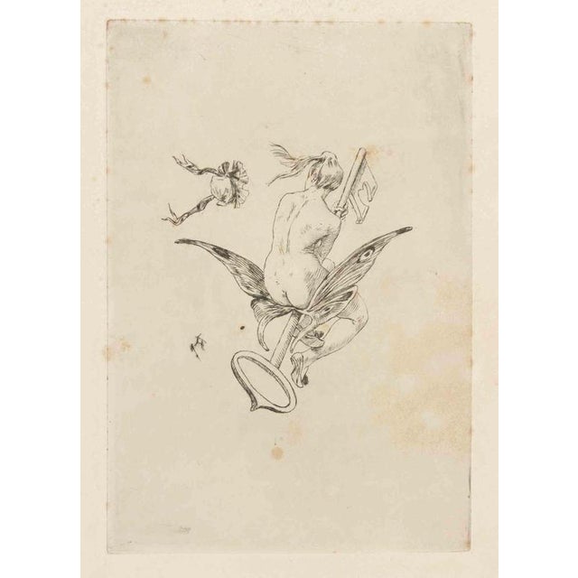 Hollywood Regency Félicien Rops, Nude, La Clef Des Champs (The Key to the Fields), 1880s, Etching For Sale - Image 3 of 3