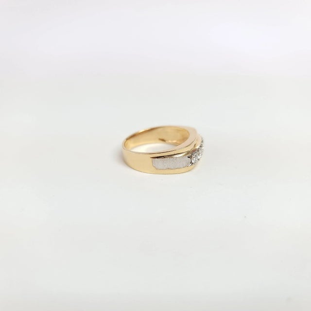 Diamond Band with Brushed Satin Finish .75cttw 14k Two-Toned Gold, Size 3 For Sale - Image 4 of 4
