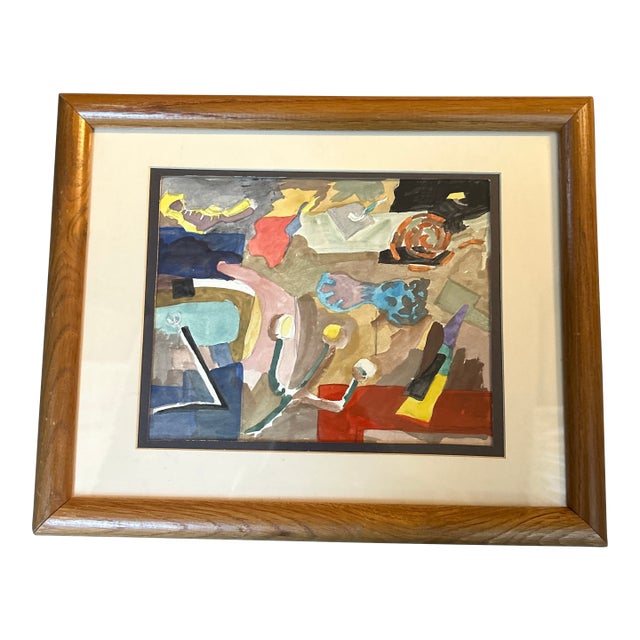 1950’s Original Abstract Expressionist Watercolor Painting For Sale