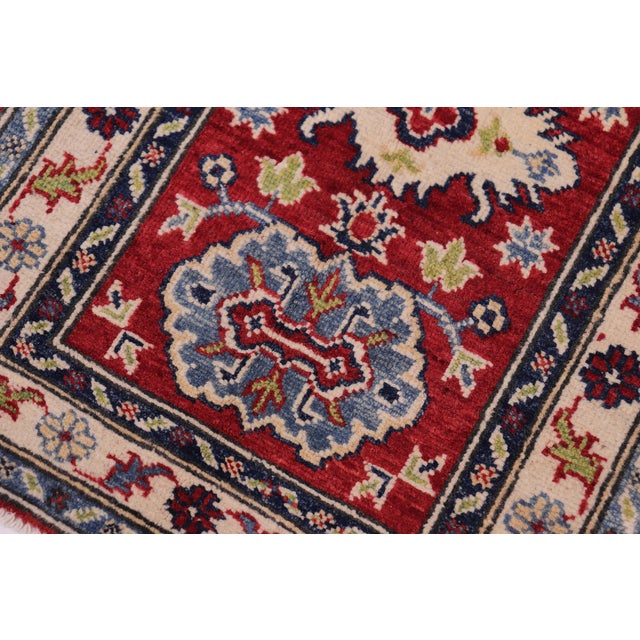 1990s Bohemian Kazak Tribal Red/Beige Wool Rug - 2'0''x3'0'' For Sale - Image 5 of 10