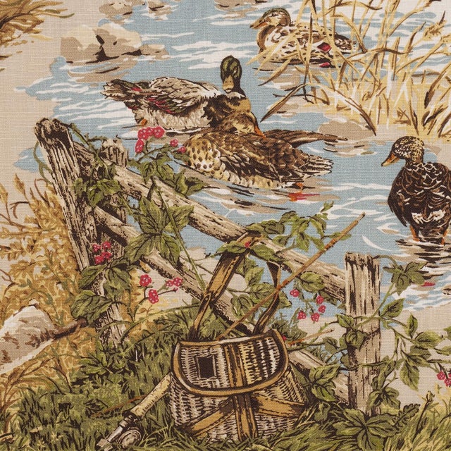 Schumacher Schumacher Dog & Duck Fabric In Alabaster For Sale - Image 4 of 6