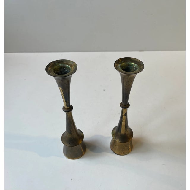 1960s Vintage Danish Candleholders in Brass by Jens Harald Quistgaard, 1960s, Set of 2 For Sale - Image 5 of 8