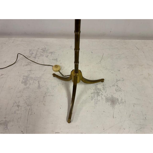 French Faux Bamboo Floor Lamp in Brass, 1970s For Sale - Image 3 of 14