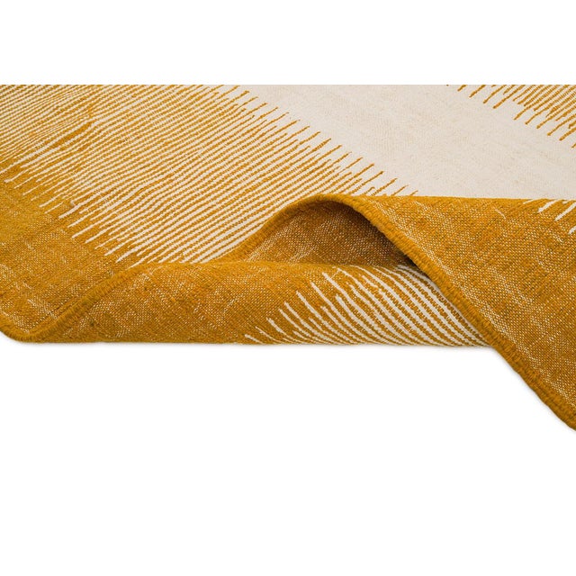 Textile Flat-Weave Hand-Knotted Moroccan Wool & Cotton | 7'11" X 5'2" | One of a Kind For Sale - Image 7 of 7