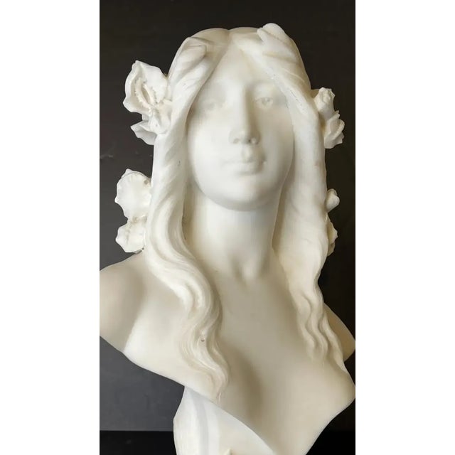 Stone Late 19th Century French Art Nouveau Period Marble Bust of Female Beauty For Sale - Image 7 of 10