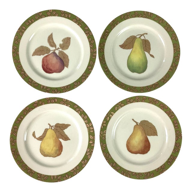Crate & Barrel Julia Bullmore “Golden Pears” Dessert Plates- Set of 4 For Sale