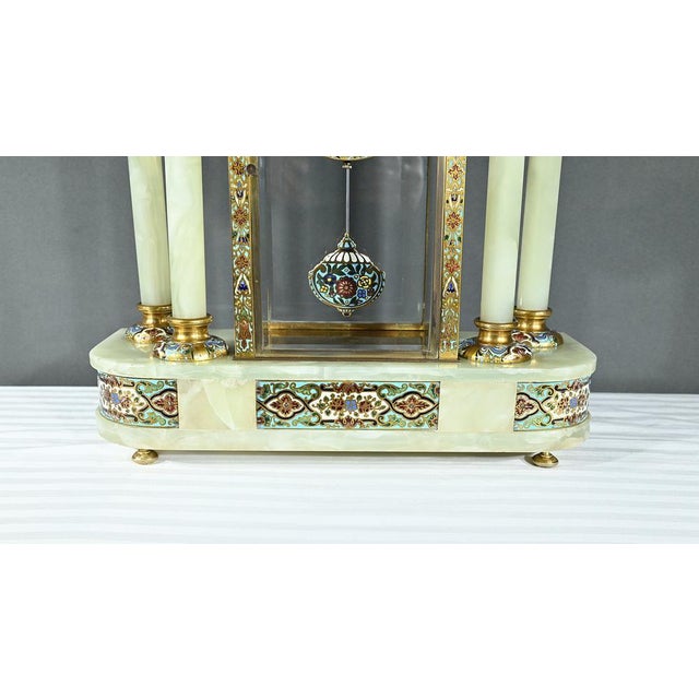 Napoleon III Clock with Columns in Onyx and Enamels, 19th Century For Sale - Image 12 of 18