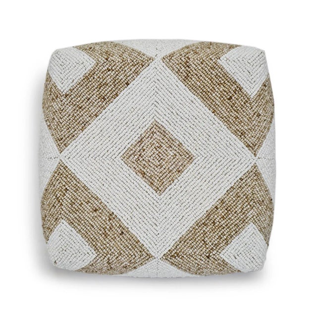 Vintage Tan & White Bamboo Beaded Box X-Large For Sale - Image 4 of 6