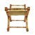 French French-Style Giltwood Upholstered Curule Vanity Bench in Pale Gold Damask For Sale - Image 3 of 9